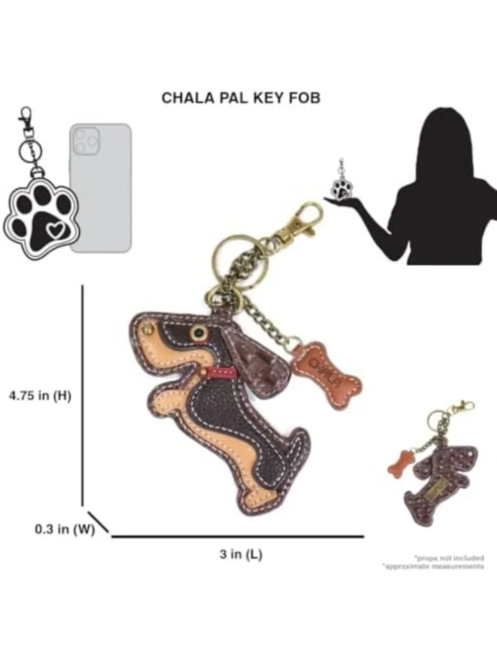 Wiener Dog Decorative Key Fob Accessory - Cute Pet Lover Gift, Unique Design